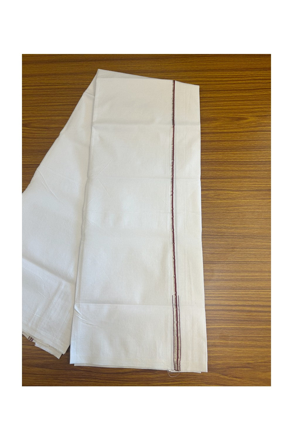 28% Discount!! KaithariKada Balaramapuram 100% COTTON SINGLE PURE WHITE & Mundu/Dhoti - 100X100 - 0.5 Inch Maroon & Silver Puliyilakkara Chutty (2 meter / 4 muzham) - 13KK5127ASH