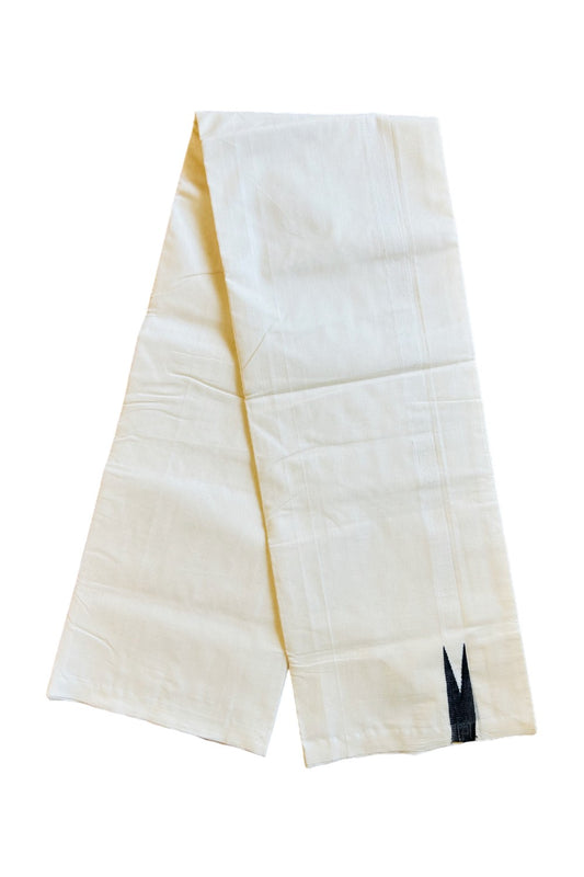 30% DISCOUNT! KaithariKada BALARAMAPURAM HANDLOOM Unakkupaav- 100% PURE Cotton 100x100 Double Mundu/Dhoti OFF WHITE (Unbleached) - PULIYILAKKARA Black 0.75 inch Chutty KARA - 16KK403RAM