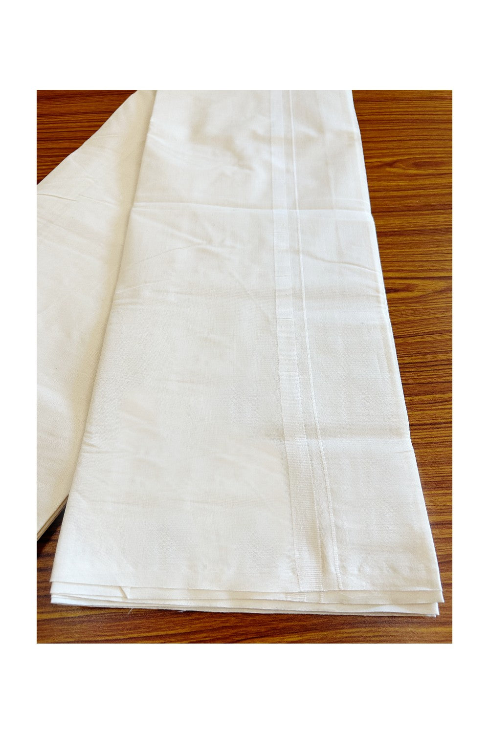 23% OFFER! KaithariKada Balaramapuram 100% Cotton Double Off white - (Unbleached) - Mundu/Dhoti-100x80 THICK- 1 inch White Kara - 10KK5120ASH
