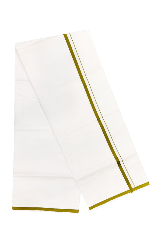 15% OFFER!! KaithariKada 100% Cotton PURE WHITE SINGLE Mundu/Dhoti-40X40 LIGHT GREEN 2.5 inch (2 meter / 4 muzham) Kara- 16pra