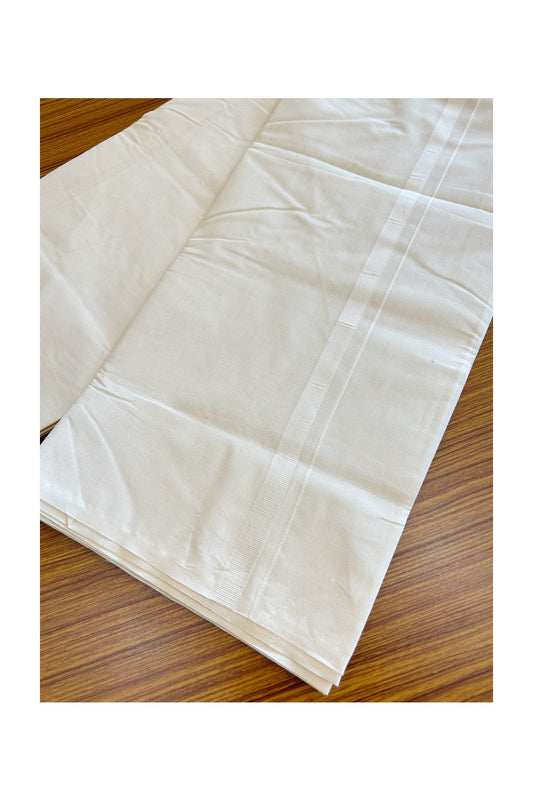 22% OFFER! KaithariKada Balaramapuram 100% Cotton Double Off white - (Unbleached) - Mundu/Dhoti-100x80 - 1 inch White Kara - 15KK5120ASH