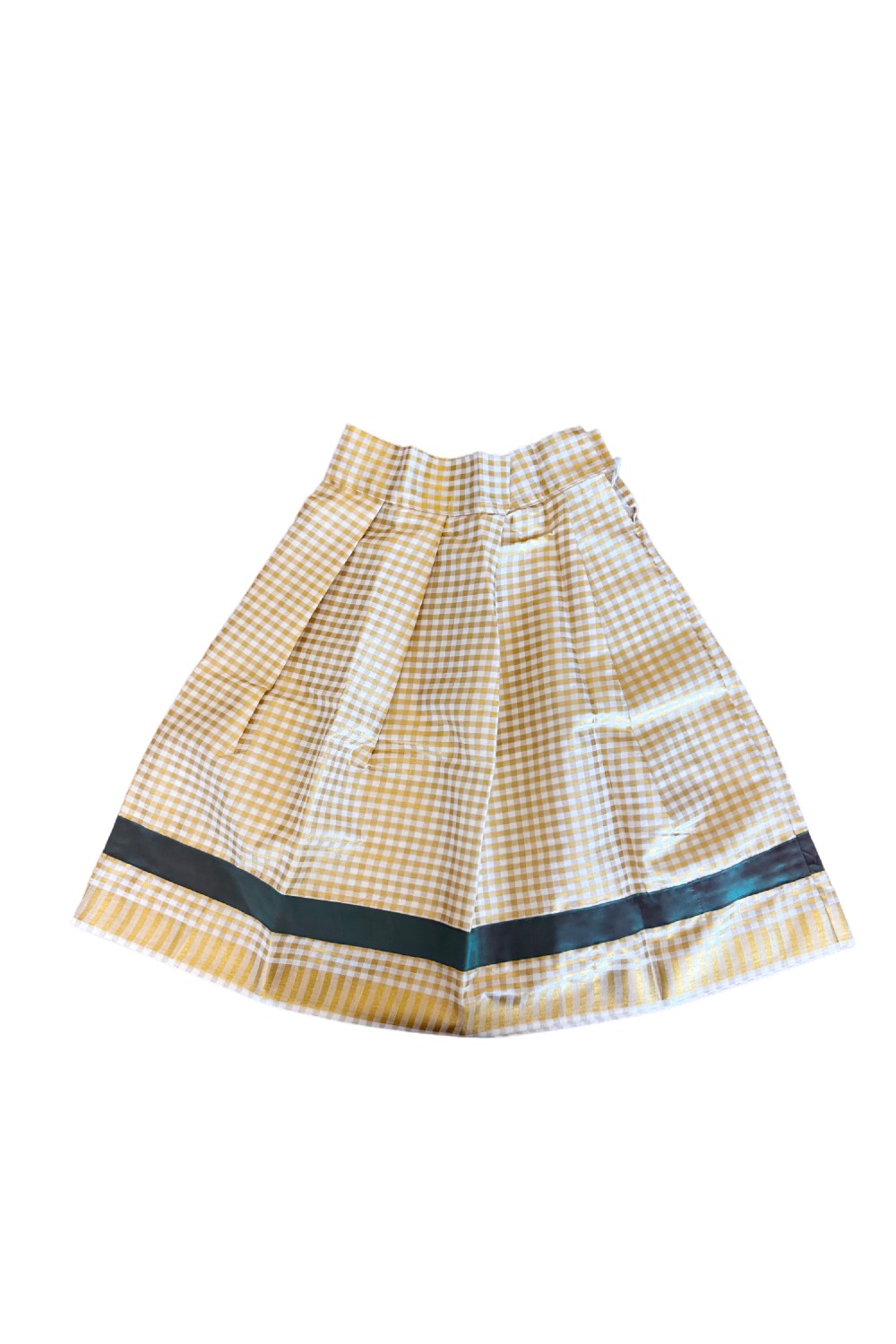 Midukki-Traditional South Indian Kids Pattu Pavada-  Green top offwhite check skirt - Age 6 - KK6MID0016