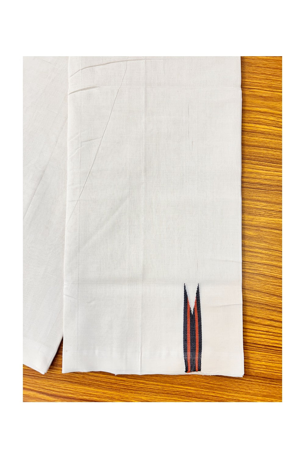 30% DISCOUNT! KaithariKada BALARAMAPURAM HANDLOOM Unakkupaav- 100% PURE Cotton 100x100 Double Mundu/Dhoti OFF WHITE (Unbleached) - PULIYILAKKARA Black+ Brown Red 2.cm Chutty KARA-17RAM