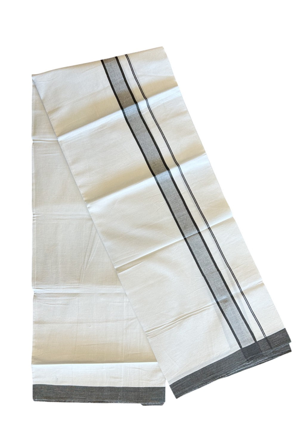 8% Discount ! Kaitharikada Balaramapuram 100% Cotton PURE WHITE SINGLE Mundu/Dothi- 2 inch Dark Sage Green Kara (1.98 meters / 4 muzham) - 18KK5032GAN