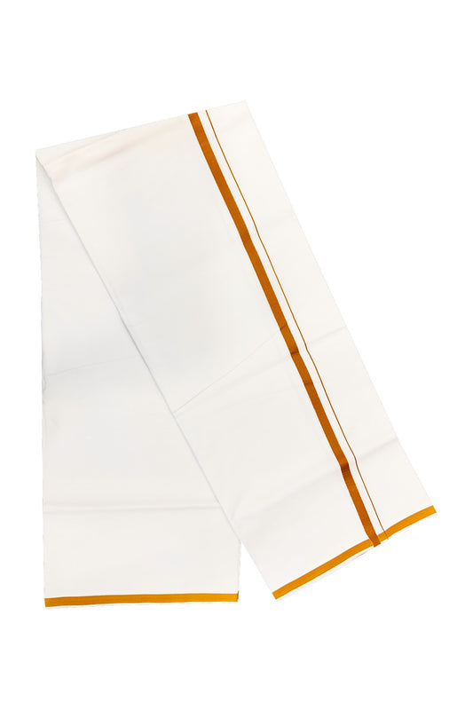 15% OFFER!! KaithariKada 100% Cotton PURE WHITE SINGLE Mundu/Dhoti-40X40 Brown 2.5 cm (2 meter / 4 muzham) Kara- 18pra