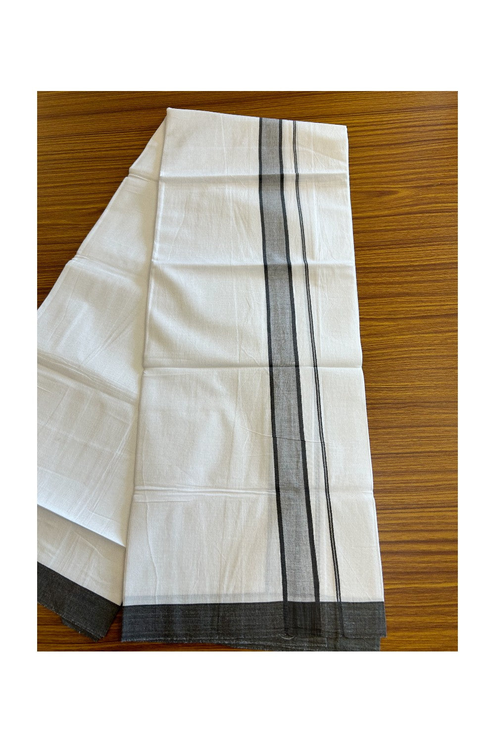 8% Discount ! Kaitharikada Balaramapuram 100% Cotton PURE WHITE SINGLE Mundu/Dothi- 2 inch Dark Sage Green Kara (1.98 meters / 4 muzham) - 18KK5032GAN