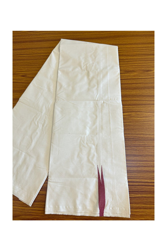 30% DISCOUNT ! KaithariKada Balaramapuram 100% COTTON SINGLE OFF WHITE (Unbleached) Mundu/Dhoti-Twisted 100s Thread- 0.5inch Maroon Chutty (2 meter / 4 muzham)- 2KK455ASH
