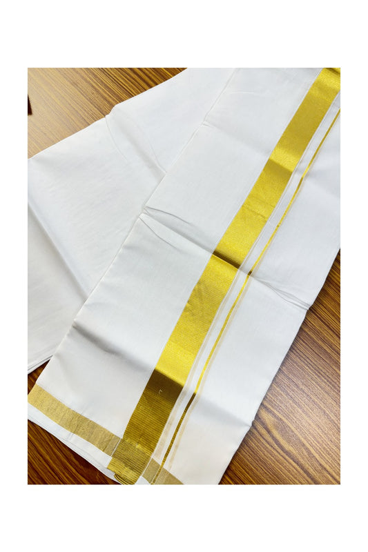 25% DISCOUNT! KaithariKada HANDLOOM Unakkupaavu Balaramapuram - 100% Cotton Double Pure White - Mundu/Dhoti -100x100  2.25inch Gold Kasavu Kara  - 2KK409SOM