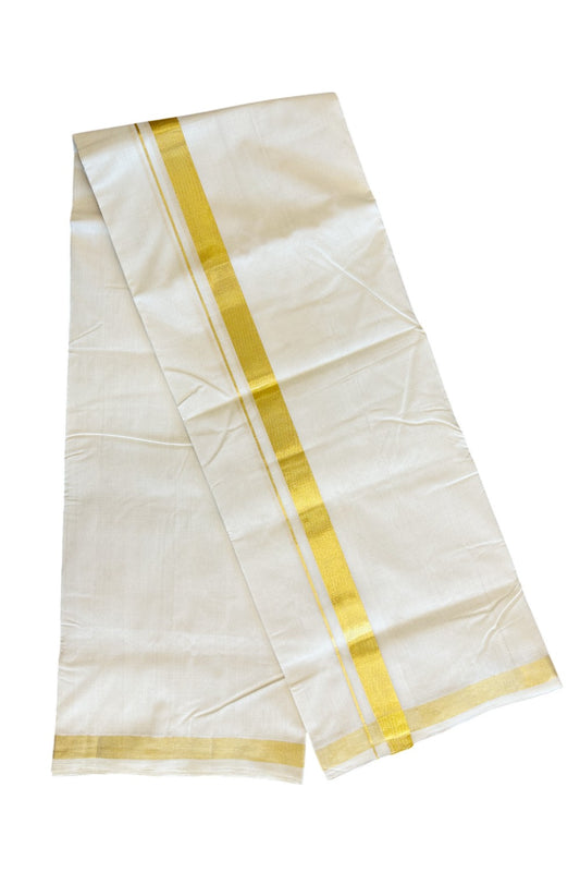 25% DISCOUNT ! KaithariKada HANDLOOM Unakkupaav Balaramapuram - 100% PURE Cotton Off White Double - (Unbleached)  Mundu/Dhoti - 1.5 INCH KASAVU KARA - 2KK5033KK