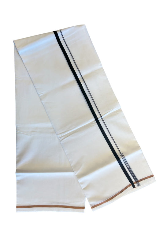 26% DISCOUNT!!  KaithariKada Balaramapuram 100% Cotton PURE WHITE Double Mundu/Dhoti-100x100 1 cm Puliyilakkara Black Chutty Kara - 2KK5066KK