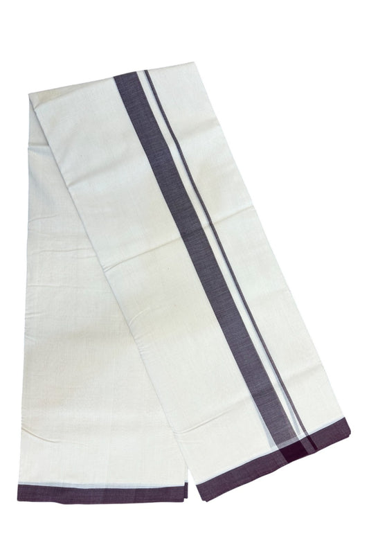 30% Discount!!! KaithariKada HANDLOOM UNAKKUPAAV Balaramapuram - 100% PURE Cotton OFF WHITE Double Mundu/Dhoti - 1.5 inch Dark Maroon Mulloth Kara - 2KK5136RAM