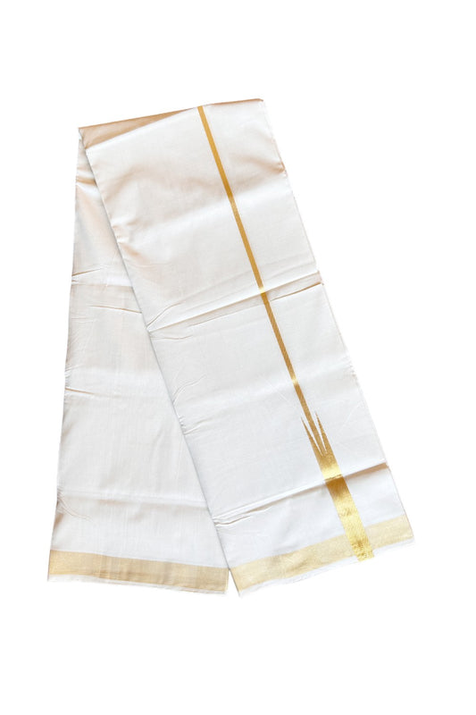 30% DISCOUNT!! KaithariKada HANDLOOM Unakkupaavu Balaramapuram - 100% PURE Cotton OFF White (Unbleached) Double Mundu/Dothi - KASAVU PULIYILAKKARA 4.cm  CHUTTY Kara- KK452SOM- 2.