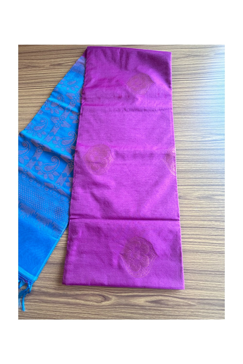 KaithariKada- Balaramapuram Saree - 100% PURE Cotton Silk - Mulberry Purple & Blue -2KK1006JAYA