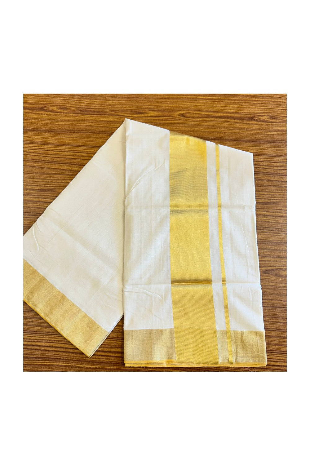 28% Discount KaithariKada HANDLOOM MILPAAV Balaramapuram Kerala Saree for Women- 100% PURE  COTTON  - 5.2 Inch GOLD KASAVU KARA - 2KK120RAM