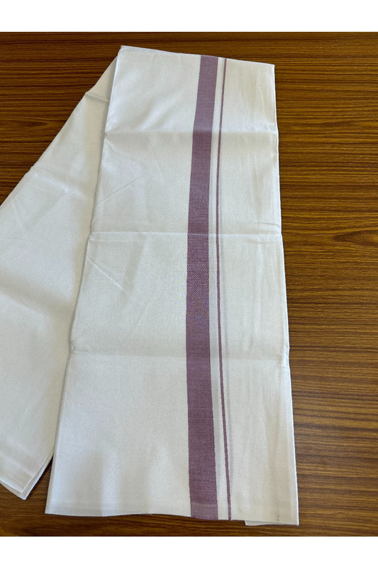 28% DISCOUNT! KaithariKada Balaramapuram 100% Cotton Pure WHITE Single Mundu/Dhoti-100s 1.5 inch Purple kara (2 meter / 4 muzham) - 2KK5043ASH