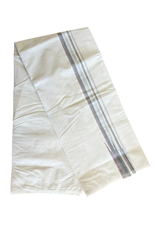 ADMK VESHTI SHORT DHOTI SPECIAL! Kaitharikada.com - 19% Discount! Balaramapuram Double Off white - (Unbleached) Mundu/Dhoti - 100X100 - 1 inch Kara & 46 inches Height Puliyilakkara Maroon & Black Striped Chutty Kara - 2KK5080ASH