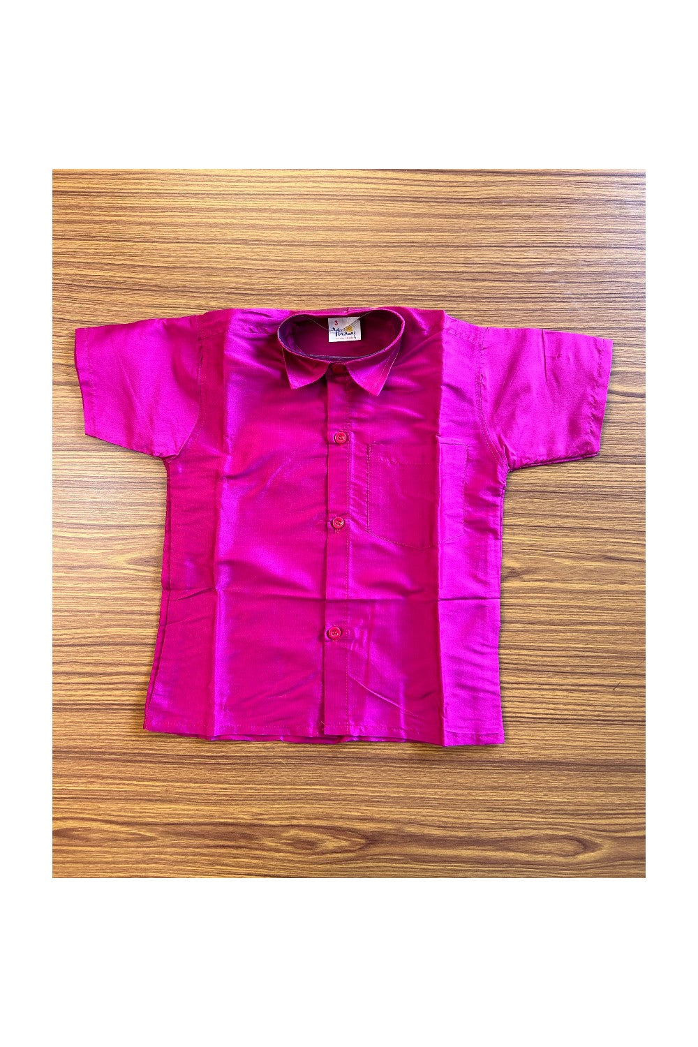 10% DISCOUNT !!! Yuvraj-Traditional South Indian Kids Silk Shirt & Mund - Dark pink Shirt Off white Kasavu Mund Age 3 - 2KK101YUV3.
