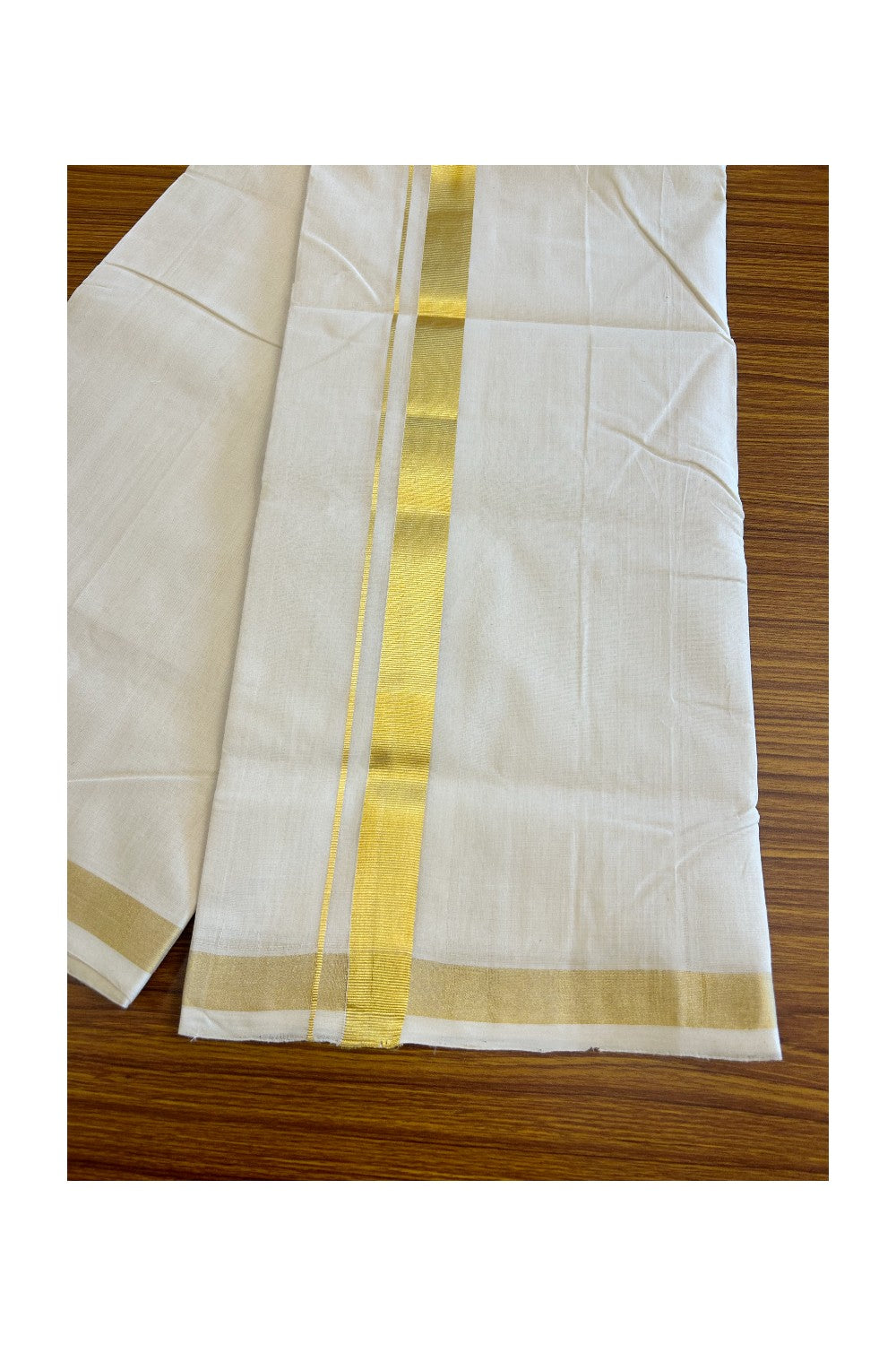 25% DISCOUNT ! KaithariKada HANDLOOM Unakkupaav Balaramapuram - 100% PURE Cotton Off White Double - (Unbleached)  Mundu/Dhoti - 1.5 INCH KASAVU KARA - 2KK5033KK