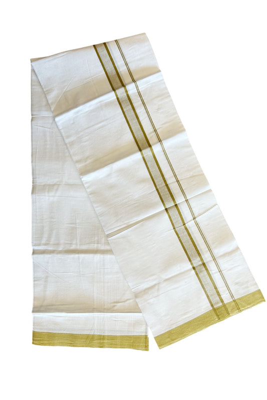 8% Discount ! Kaitharikada Balaramapuram 100% Cotton PURE WHITE SINGLE Mundu/Dothi- 2 inch Sand Brown Kara (1.98 meters / 4 muzham) -20KK5032GAN
