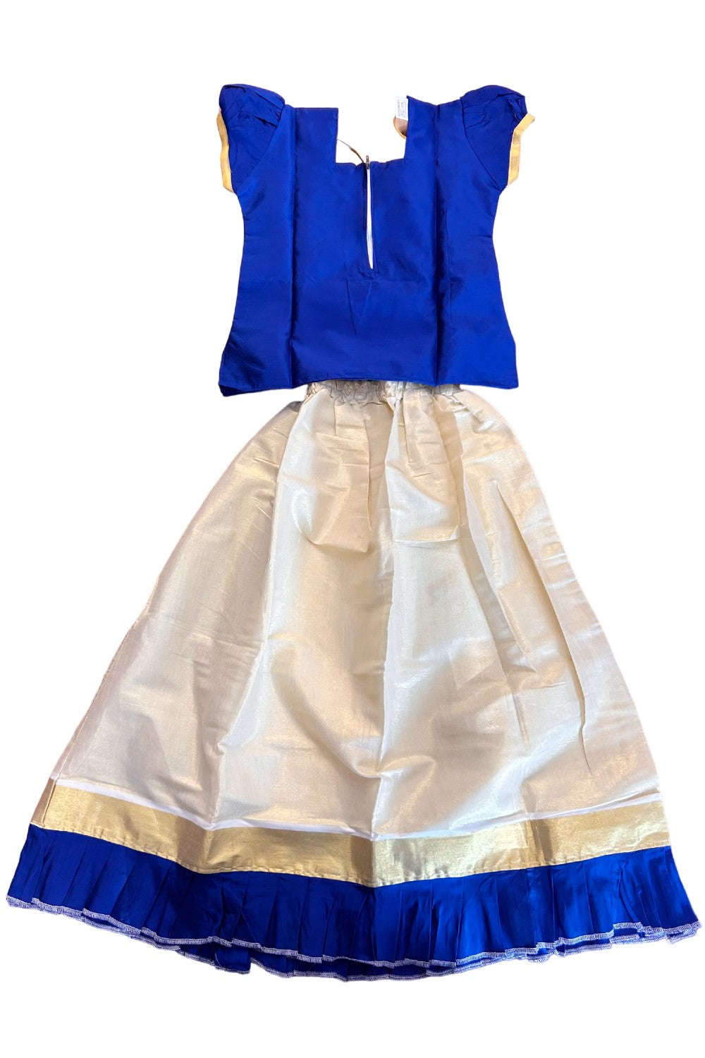 Midukki-Traditional South Indian Kids Pattu Pavada- Blue top tissue skirt with frill bottom- Age 10 - KK10MID0020