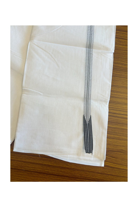 NEW!! 23% Discount!!!  KaithariKada Balaramapuram 100% Cotton PURE WHITE Double Mundu/Dhoti-100x100 2 cm  Puliyilakkara Chutty Black & White- 196