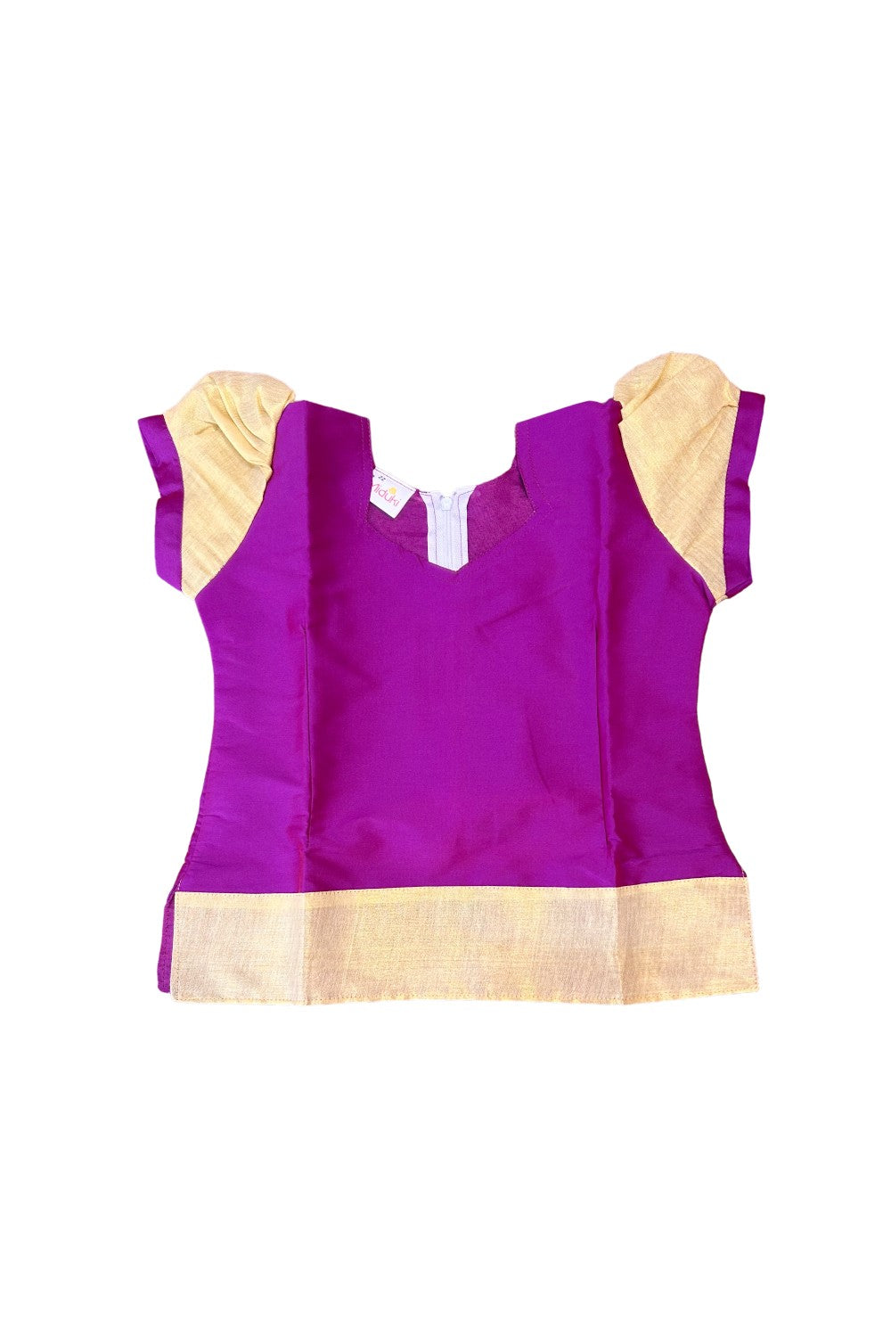 Midukki-Traditional South Indian Kids Pattu Pavada- Magenta top offwhite check skirt - Age 5 - KK5MID0020