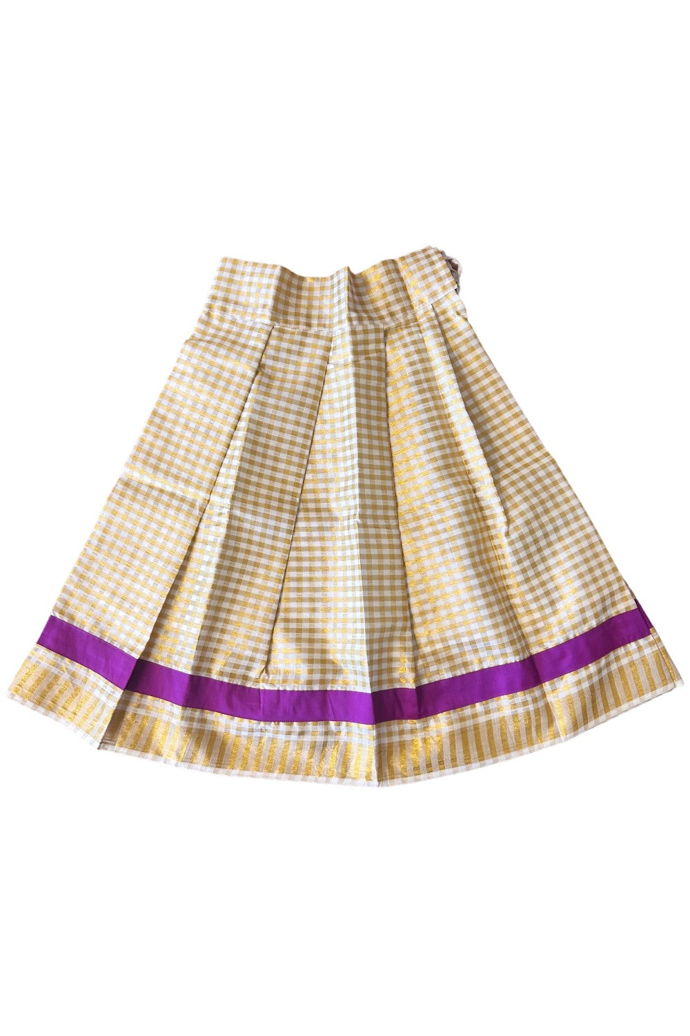 Midukki-Traditional South Indian Kids Pattu Pavada- Magenta top offwhite check skirt - Age 5 - KK5MID0020