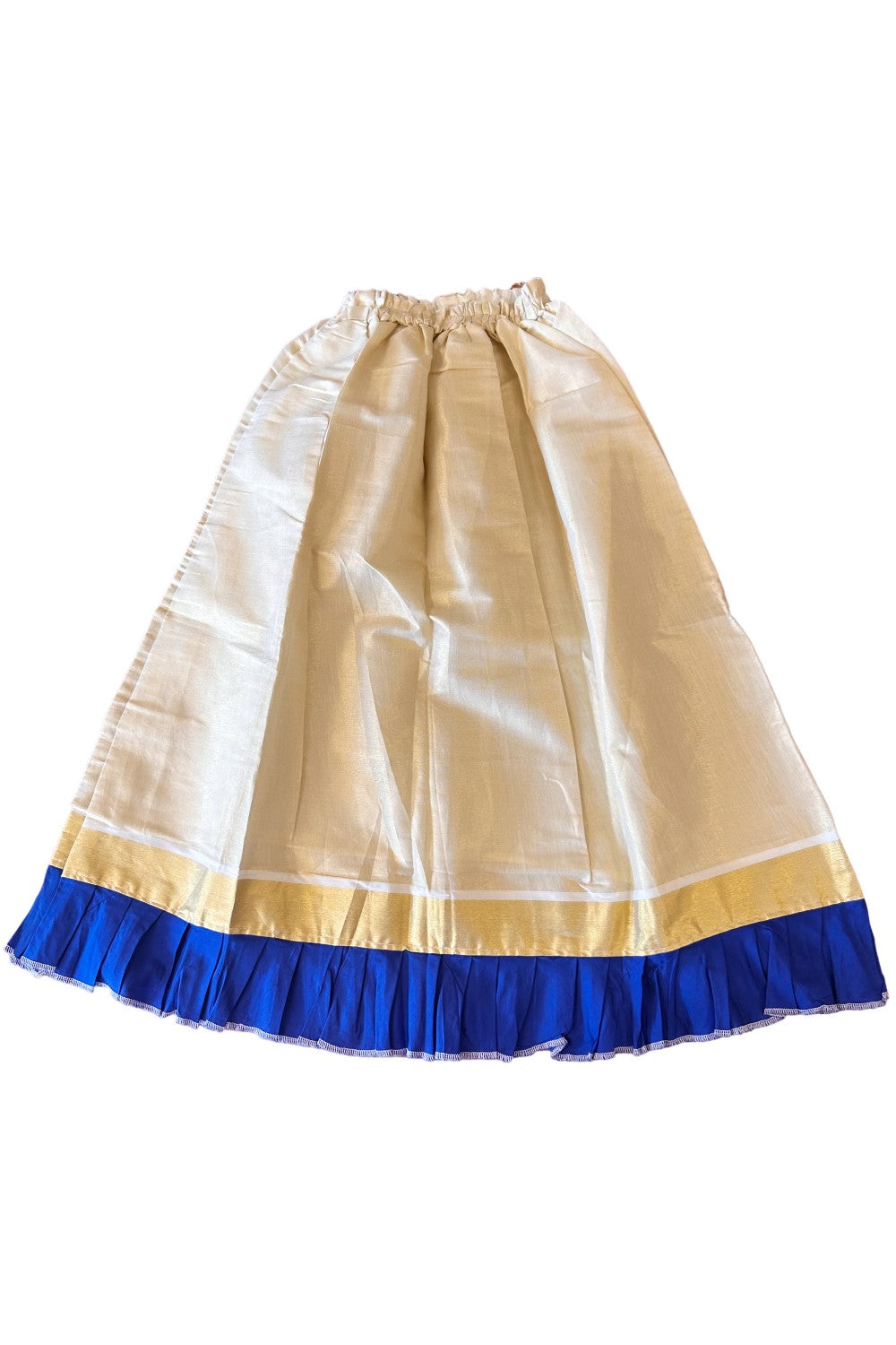 Midukki-Traditional South Indian Kids Pattu Pavada- Blue top tissue skirt with frill bottom- Age 10 - KK10MID0020