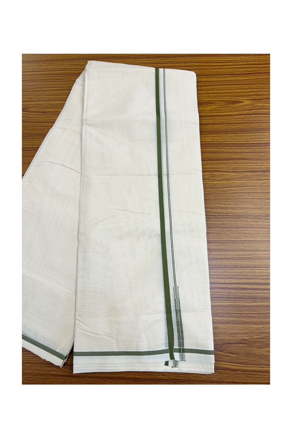 21% Discount Latest!! KaithariKada Balaramapuram 100% Cotton Double Off white - (Unbleached) - Mundu/Dhoti-100x100 - 1 cm Puliyilakkara Chutty Sage green Kara- 72