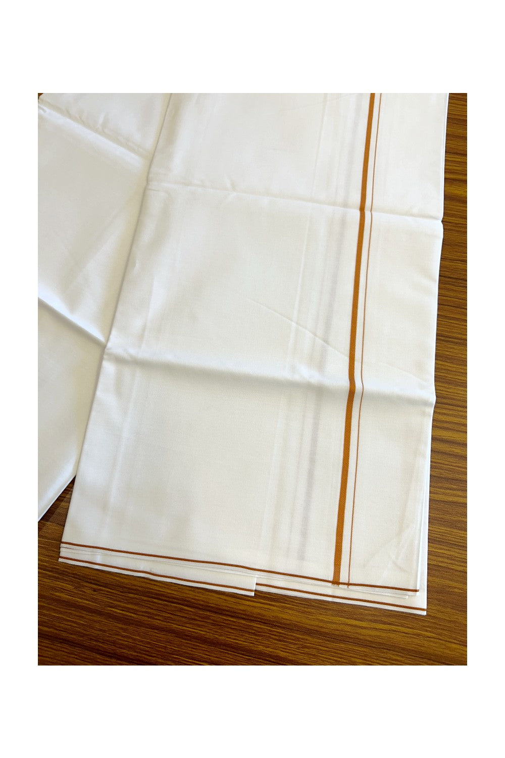 20% DISCOUNT ! KaithariKada Balaramapuram 100%  COTTON SINGLE PURE WHITE Mundu/Dhoti-100X100 - 1 cm Saffron Orange thin kara (2 meter / 4 muzham)- 25KK5067KK