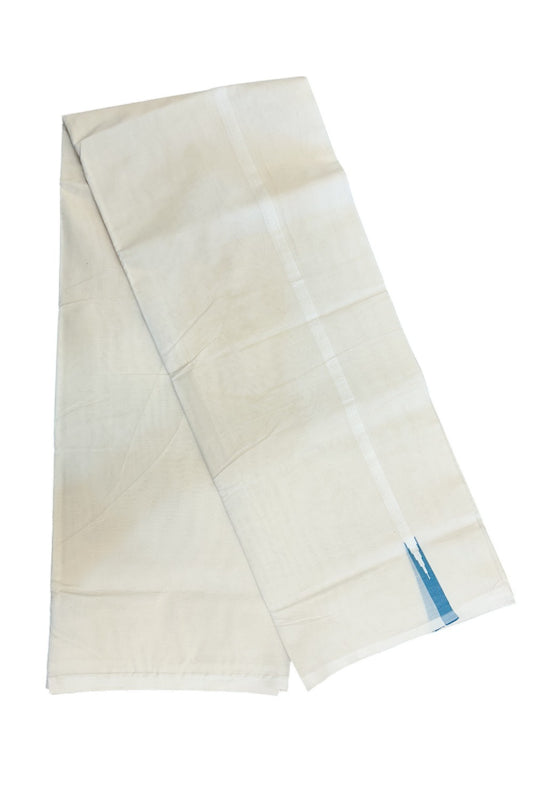 New!! 7% DISCOUNT!! KaithariKada Balaramapuram 100% Cotton Double Off white - (Unbleached) - Mundu/Dhoti - 100x100 - 1.5 cm  Puliyilakkara Chutty Greenish Blue Kara - 48