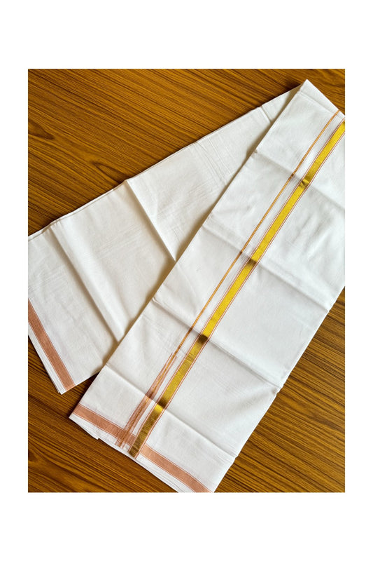21% DISCOUNT!! Kaitharikada Balaramapuram 100% Cotton PURE WHITE Double Mundu/Dothi-100x80 1.5 cm Light Brown & Kasavu Puliyilakkara Chutty  Kara - 29KK424CEE