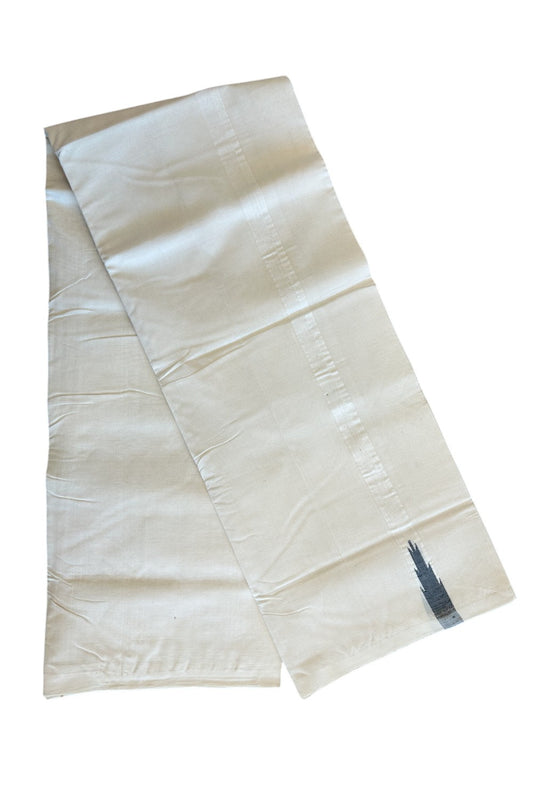 30% DISCOUNT!! KaithariKada HANDLOOM Millpaav Balaramapuram - 100% PURE Cotton OFF White (Unbleached) Double Mundu/Dothi - Black temple chutty - 25KK203RAM