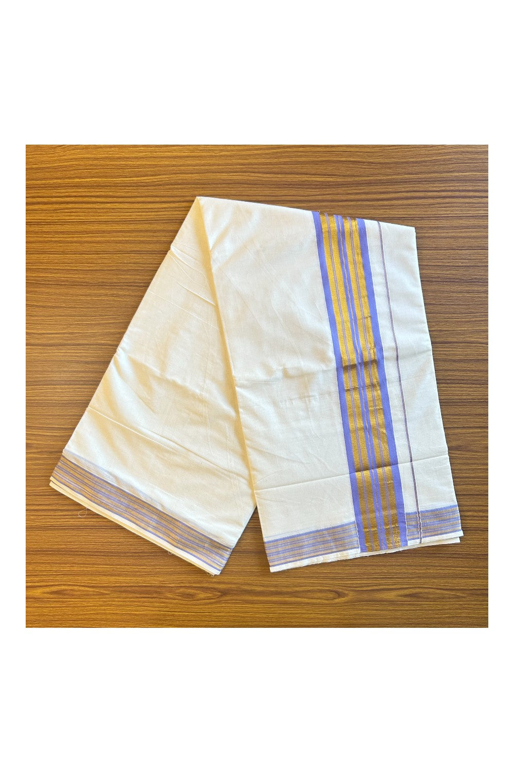 Kaitharikada Kerala Cotton Saree 4 inch Lavender Violet & Kasavu  - 3KK303VIN