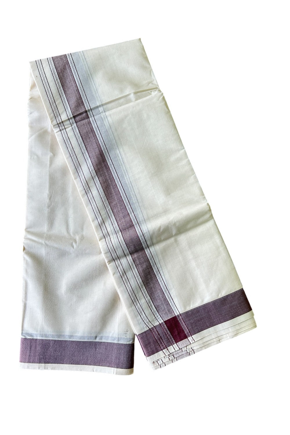 36% Discount KaithariKada 100% Cotton Off White - (Unbleached) Pure Cotton - 100x100 thread - NORTH INDIAN - ATTACHED GAMCHA 9X5 Dhoti BROWN STRIPED 2.75 inch  kara - 3KK5004PMC