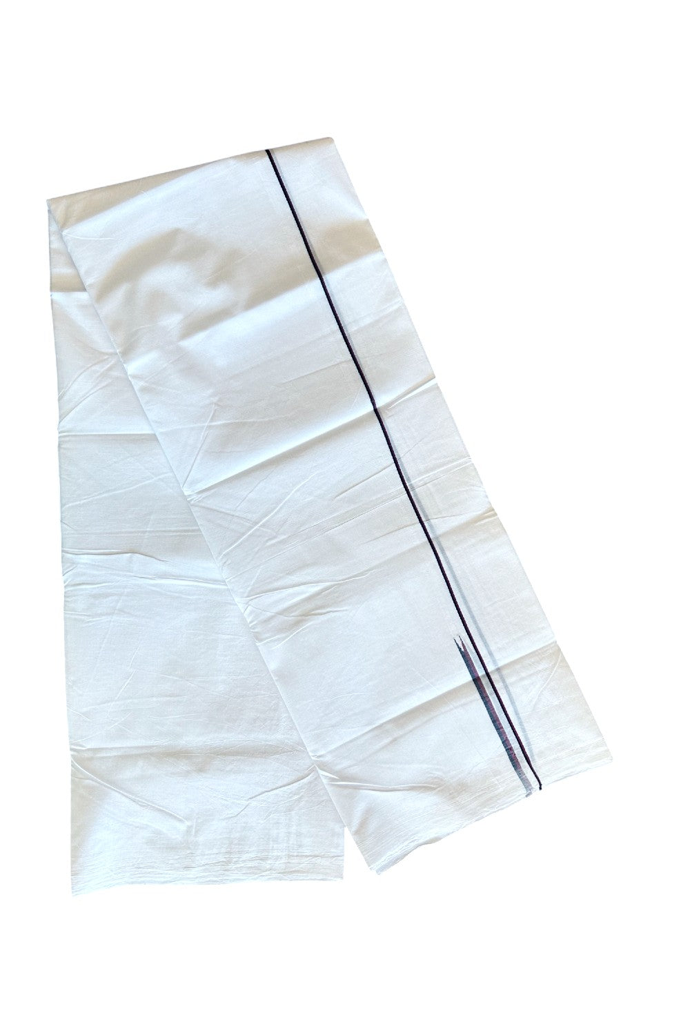 DMK Veshti - 30% DISCOUNT!! KaithariKada BALARAMAPURAM HANDLOOM Unakkupaav - 100% PURE Cotton 100x100 Double Mundu/Dhoti PURE WHITE - 0.5 cm PULIYILAKKARA BLACK & MAROON chutty - 3KK5119YAR