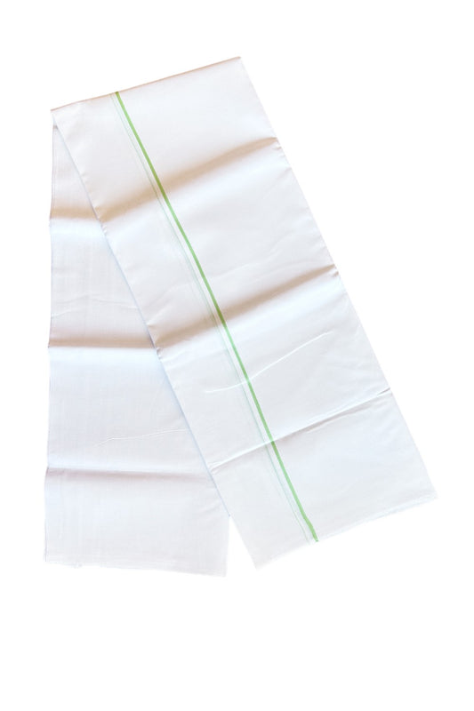 25% OFFER! KaithariKada 100% Cotton Balaramapuram HANDLOOM Single PURE WHITE Mundu/Dhoti - 1 Line 0.5 Inch (2 meter / 4 muzham) Green kara- KK45KAI3