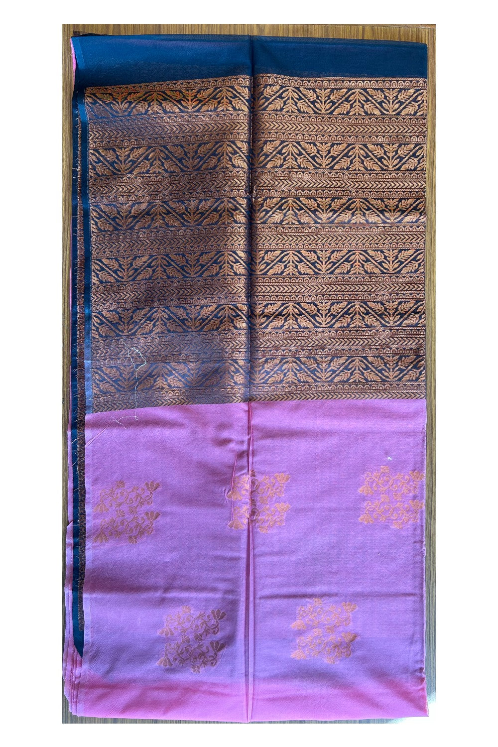 KaithariKada- Balaramapuram Saree - 100% PURE Cotton Silk- Pink & Black -3KK1006JAYA.