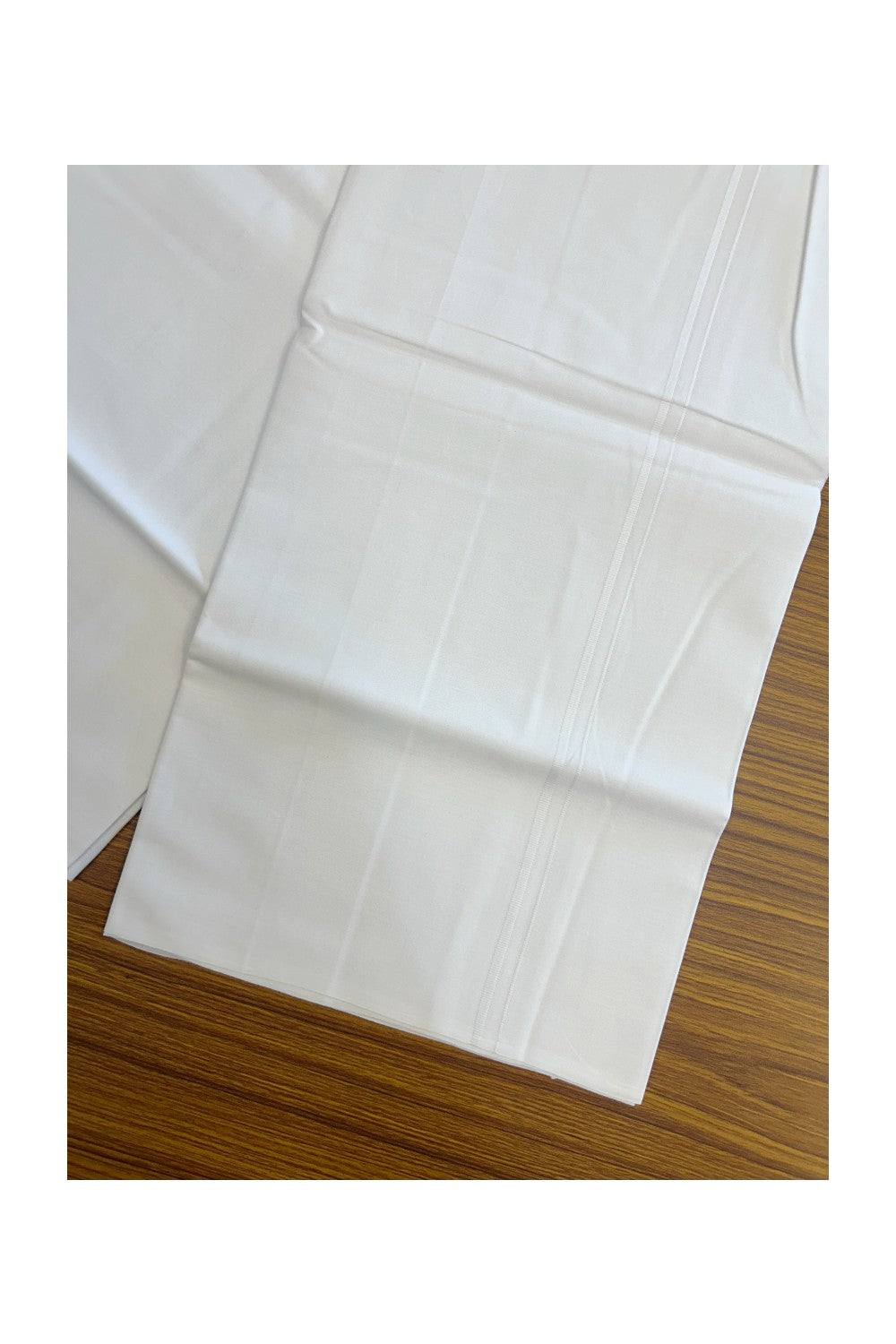 KaithariKada Balaramapuram 100% Cotton PURE WHITE Single Mundu/Dhoti- 40s - 0.4cm White Kara (2 meter / 4 muzham) - 3KK5242 MC