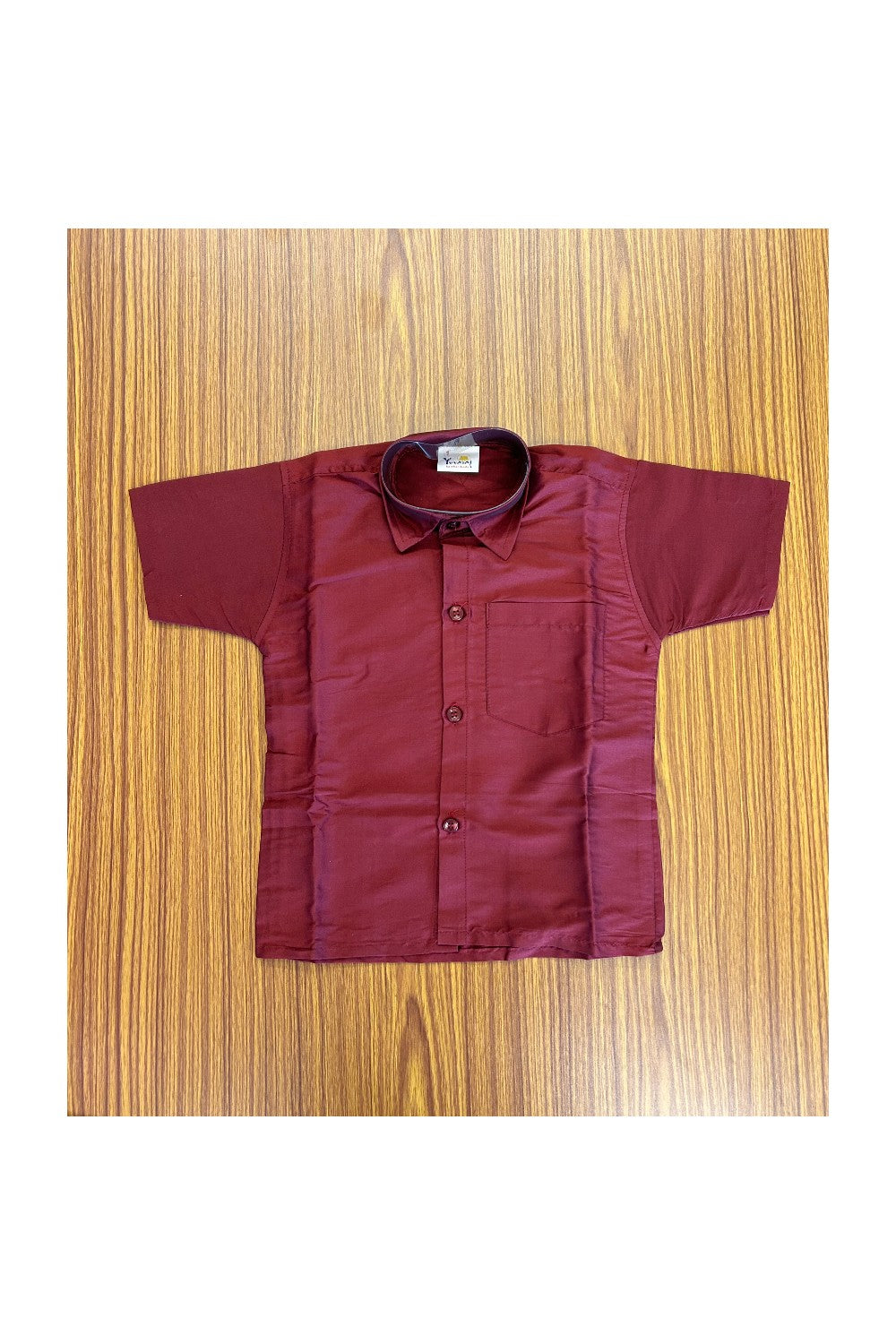 10% DISCOUNT !!! Yuvraj-Traditional South Indian Kids Silk Shirt & Mund - Dark maroon Shirt Off white Kasavu Mund Age 1- 3KK90YUV1.