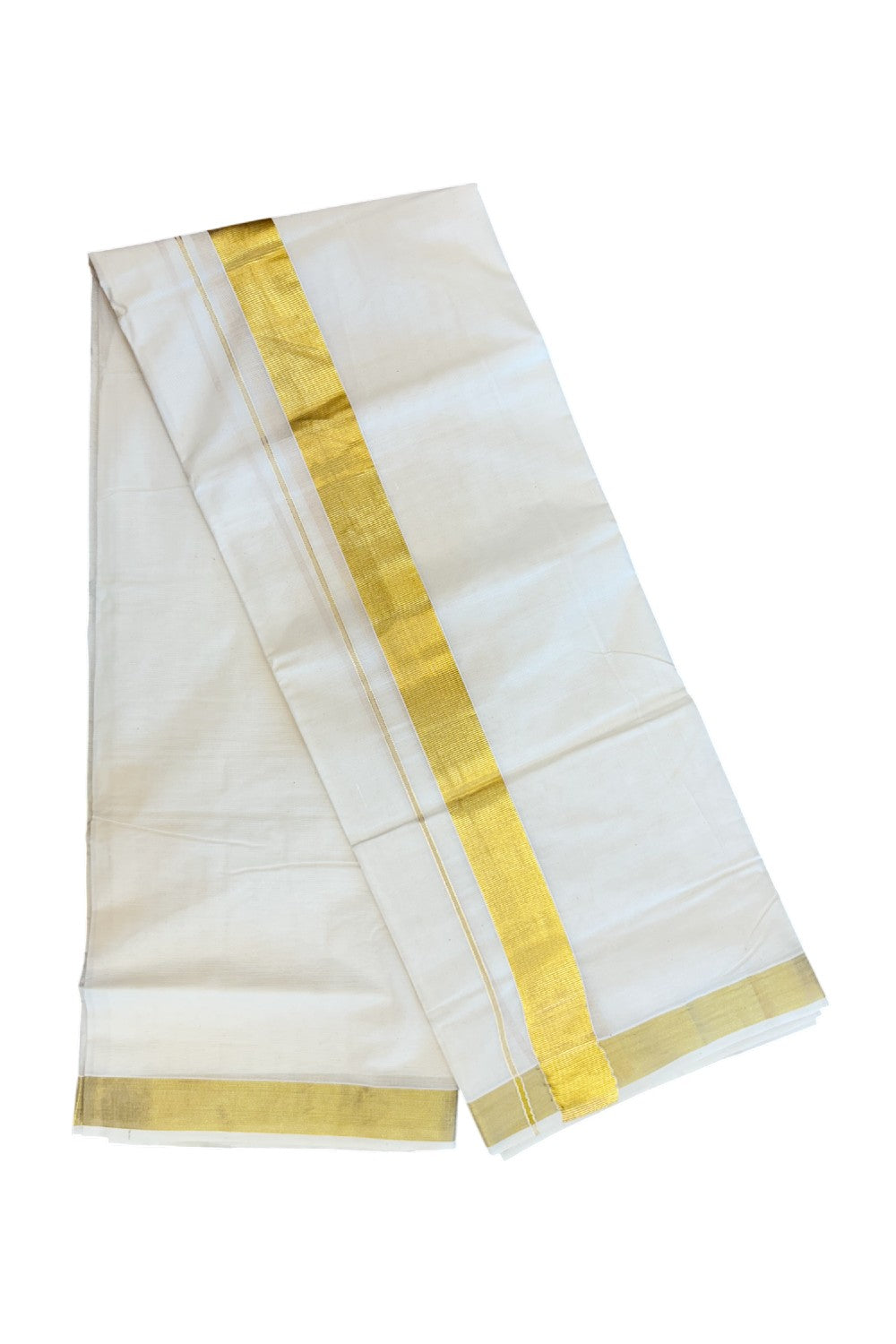 20% Discount !! KaithariKada Balaramapuram 100% Cotton Double Off white - (Unbleached) Mundu/Dhoti - 80x72 - 1.5 inch Kasavu Kara - 31KK5212 VIN