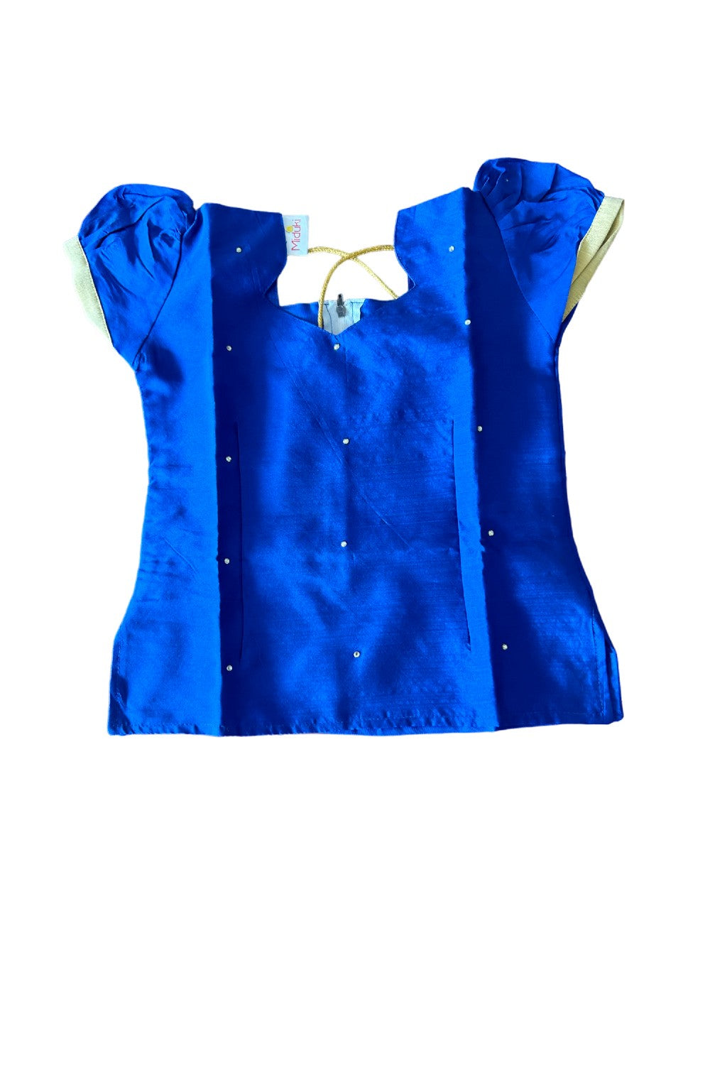 Midukki-Traditional South Indian Kids Pattu Pavada- Blue top tissue skirt with frill bottom- Age 4 - KK4MID0031