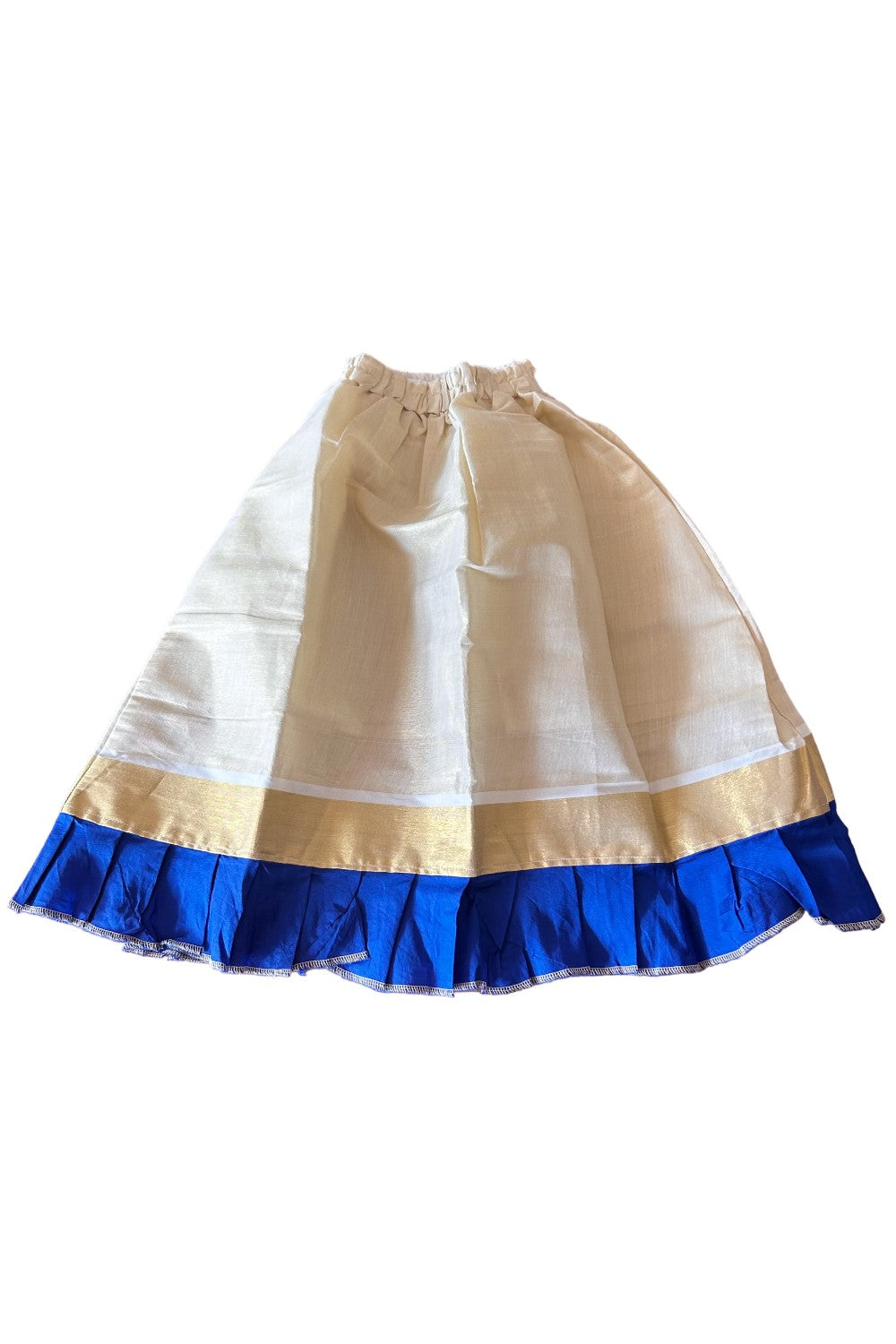 Midukki-Traditional South Indian Kids Pattu Pavada- Blue top tissue skirt with frill bottom- Age 4 - KK4MID0031