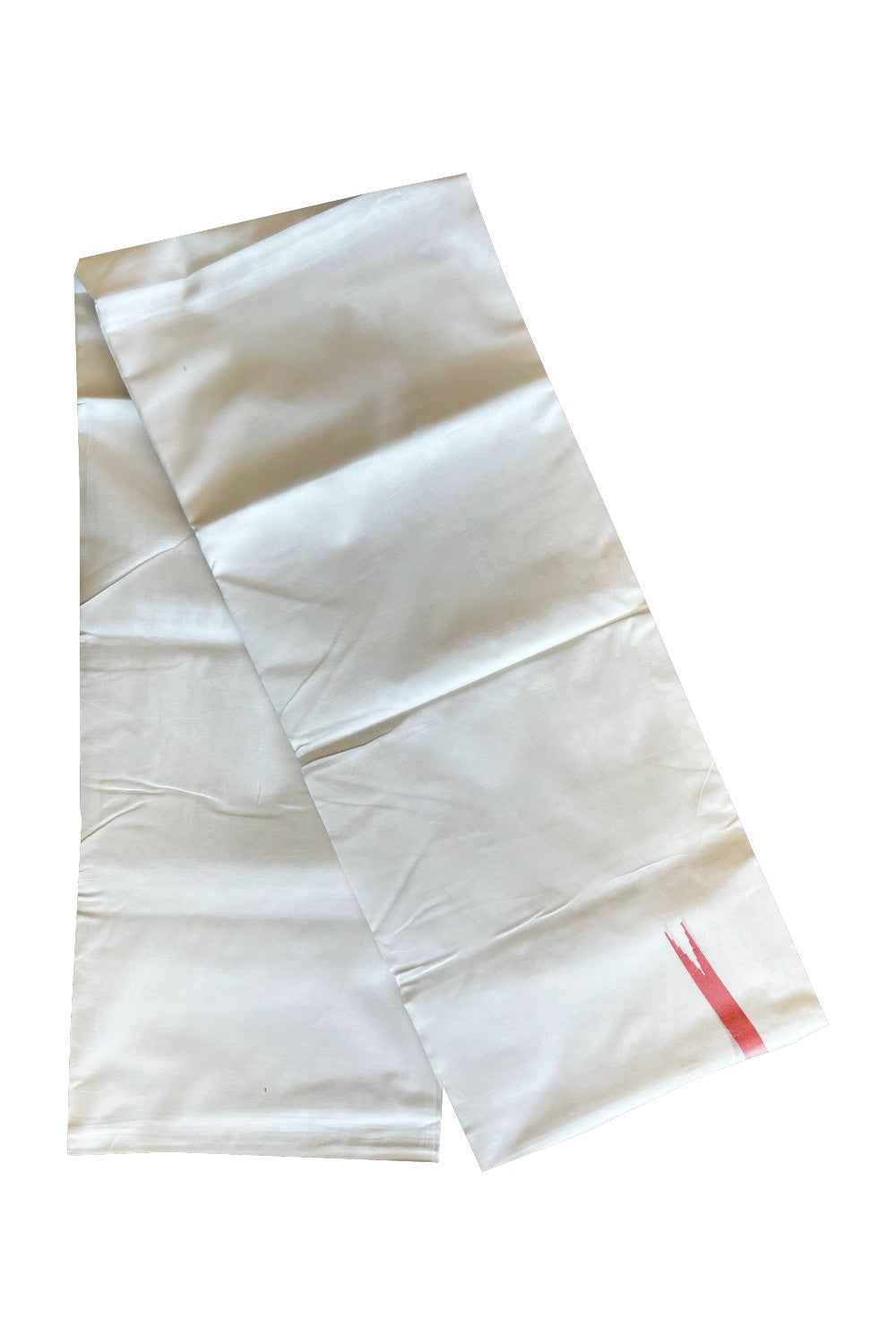 23% DISCOUNT!! KaithariKada Balaramapuram 100% Cotton PURE WHITE Double Mundu/Dhoti-100x100 - 1.cm Puliyilakkara  Chutty PEACH KARA.