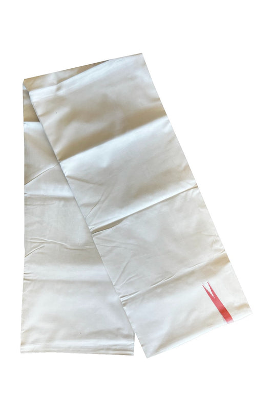23% DISCOUNT!! KaithariKada Balaramapuram 100% Cotton PURE WHITE Double Mundu/Dhoti-100x100 - 1.cm Puliyilakkara  Chutty PEACH KARA.