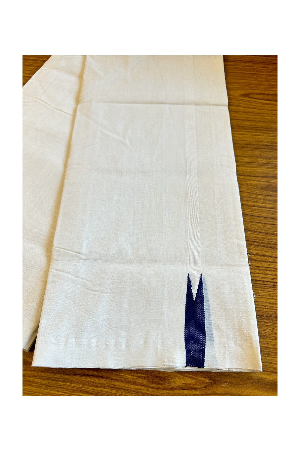 30% DISCOUNT! KaithariKada HANDLOOM UNAKKUPAAV BALARAMAPURAM - 100% PURE Cotton 100x100 Double Mundu/Dhoti OFF WHITE (Unbleached) - PULIYILAKKARA Navy blue chutty - 33KK456KK