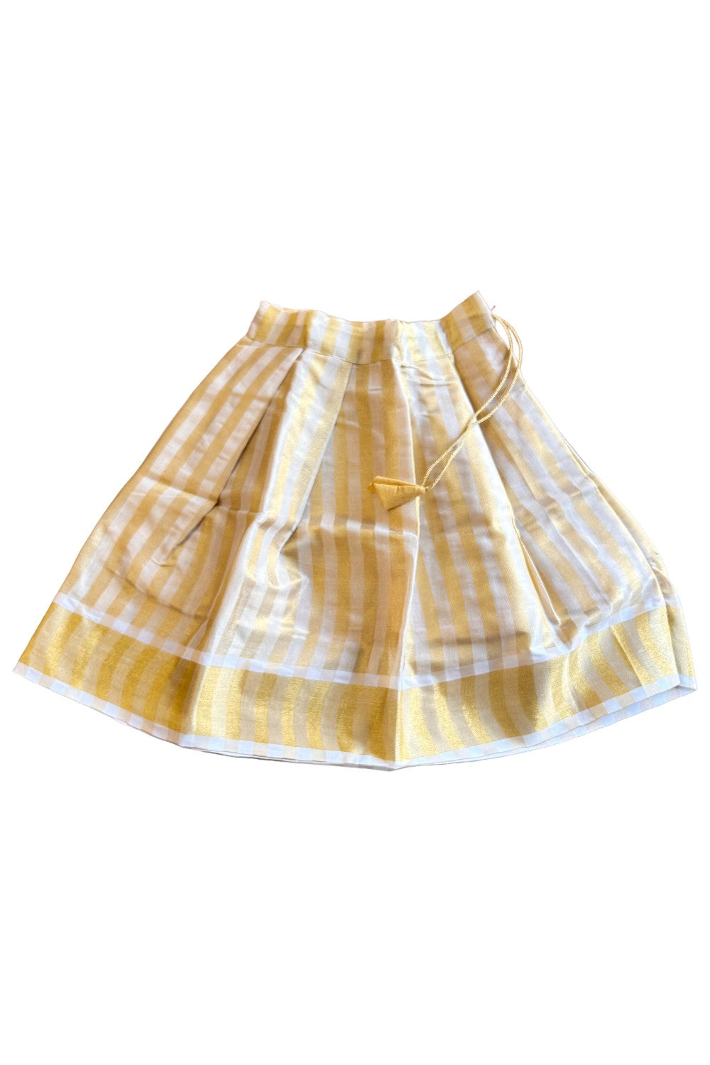 Midukki-Traditional South Indian Kids Pattu Pavada-  Yellow tissue top stripped tissue skirt- Age 3 - KK3MID0033