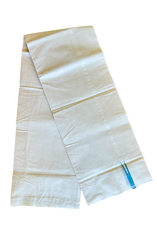 10% Discount ! KaithariKada Balaramapuram 100% Cotton Double Off white - (Unbleached) Mundu/Dhoti-100x100  1 cm  Puliyilakkara Chutty Peacock Blue Kara.- 33KK500KK