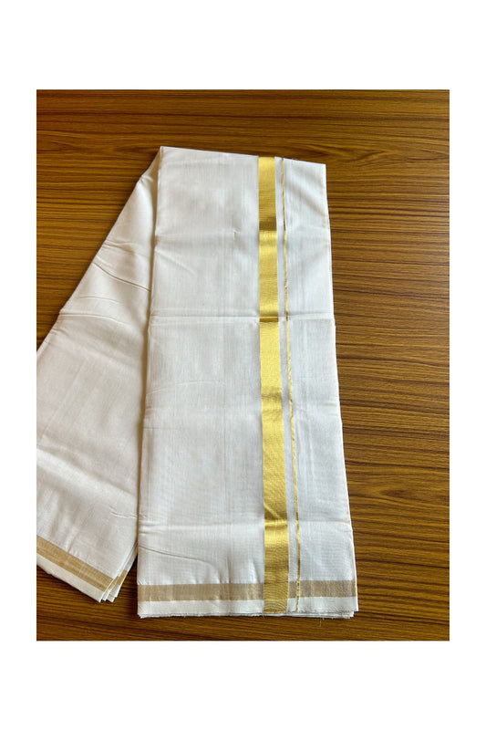 25% DISCOUNT!! KaithariKada HANDLOOM Millpaav Balaramapuram - 100% PURE Cotton OFF White - (Unbleached) Double Mundu/Dothi - 1.65 inch Kasavu kara - 37KK462RAM