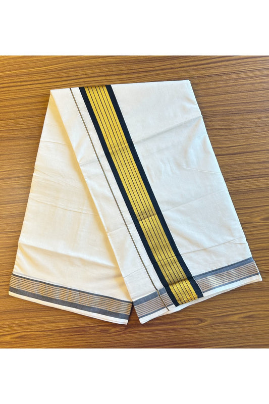 Kaitharikada Kerala Saree - Cotton Kasavu Saree  4Inch  Pallu - Black & Gold Kasavu Stripes - 39KK300VIN